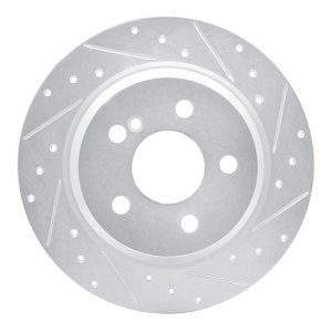Mercedes-Benz E200 Brake Rotor (1) - Rear Right - R1 Concepts - Drilled & Slotted - Silver - `03-`16